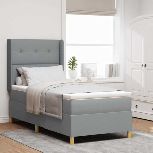 vidaXL Boxspringbed met hoofdeinde Lichtgrijs 80 x 200 cm Stof