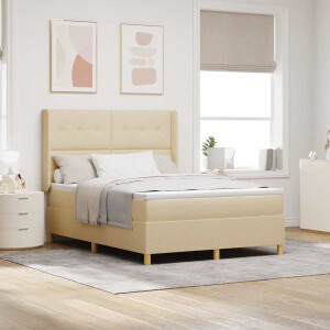 vidaXL Boxspringbed met LED-stripverlichting Crème 160 x 200 cm Stof