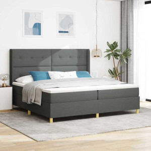 vidaXL Boxspringbed met LED-stripverlichting Grijs 200 x 200 cm Stof