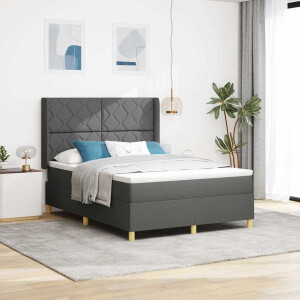 vidaXL Boxspringbed met LED-stripverlichting Grijs 140 x 190 cm Stof