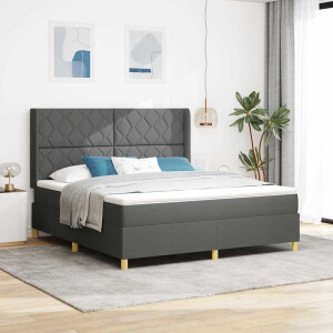 vidaXL Boxspringbed met LED-stripverlichting Grijs 180 x 200 cm Stof