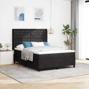 vidaXL Boxspringbed met matras met LED Zwart 160 x 200 cm Fluweel