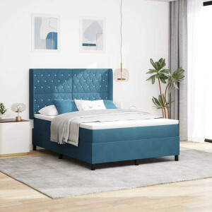 vidaXL Boxspringbed met matras met LED Blauw 160 x 200 cm Fluweel