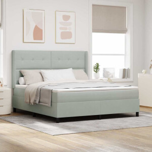 vidaXL Boxspringbed met matras met LED Lichtgrijs 180 x 200 cm Fluweel
