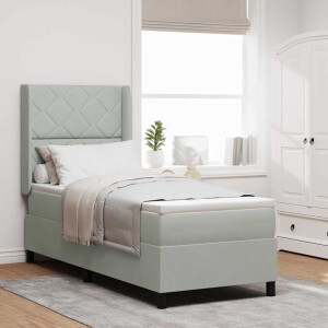 vidaXL Boxspringbed met hoofdeinde Lichtgrijs 80 x 200 cm Fluweel