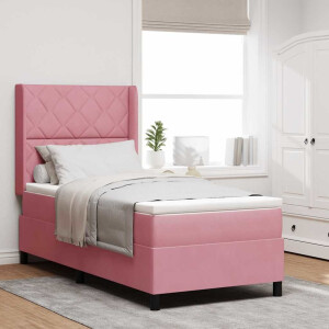 vidaXL LED Boxspring Bed met Matras Roze 100 x 200 cm Fluweel