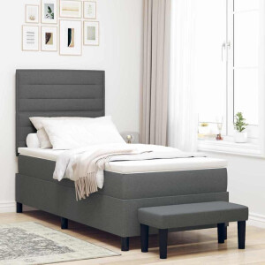 vidaXL Boxspringbed met kussen Donkergrijs 90 x 200 cm Stof