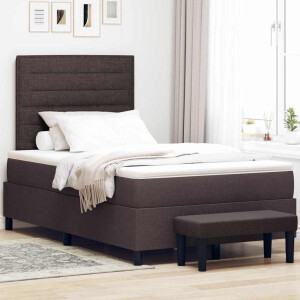 vidaXL Boxspringbed met hoofdeinde Donkerbruin 120 x 190 cm Stof
