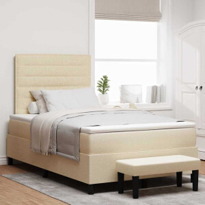 vidaXL Boxspringbed met matras met hoofdeinde Crème 120 x 190 cm Stof