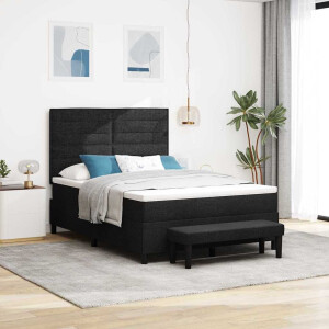 vidaXL Boxspringbed met hoofdeinde Zwart 140 x 190 cm Stof