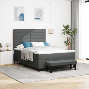 vidaXL Boxspringbed met kussen Donkergrijs 160 x 200 cm Stof