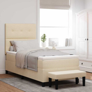 vidaXL Boxspringbed met hoofdeinde Crème 90 x 200 cm Stof