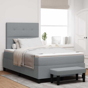 vidaXL Boxspringbed met hoofdeinde Lichtgrijs 120 x 190 cm Stof