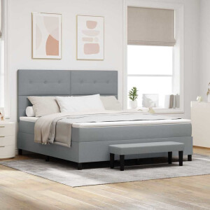 vidaXL Boxspringbed met hoofdeinde Lichtgrijs 180 x 200 cm Stof