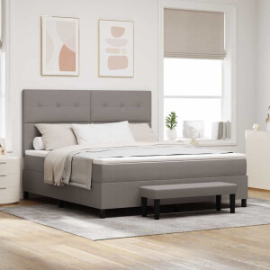 vidaXL Boxspringbed met hoofdeinde Taupe 180 x 200 cm Stof