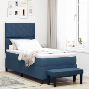 vidaXL Boxspringbed met kussen met hoofdeinde Blauw 90 x 190 cm Stof