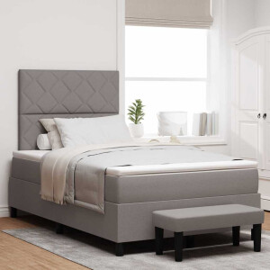 vidaXL Boxspringbed met hoofdeinde Taupe 120 x 200 cm Stof