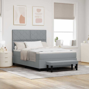 vidaXL Boxspringbed met kussen Lichtgrijs 140 x 190 cm Stof