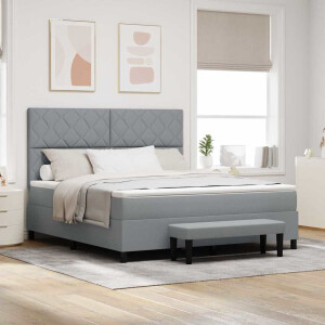 vidaXL Boxspringbed met hoofdeinde Lichtgrijs 180 x 200 cm Stof