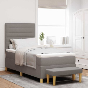 vidaXL Boxspring bed met hoofdeinde Taupe 200 x 90 cm Stof