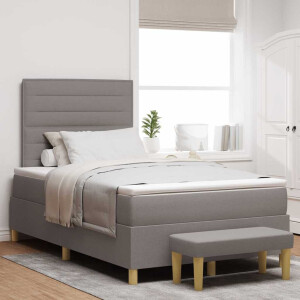 vidaXL Boxspring bed met hoofdeinde Taupe 200 x 120 cm Stof