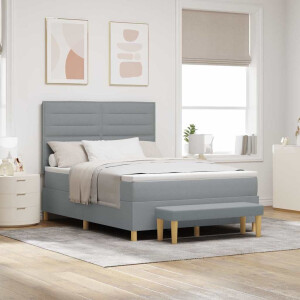 vidaXL Boxspring bed met kussen Lichtgrijs 200 x 160 cm Stof