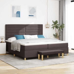 vidaXL Boxspring bed met matras Donkerbruin 200 x 200 cm Stof