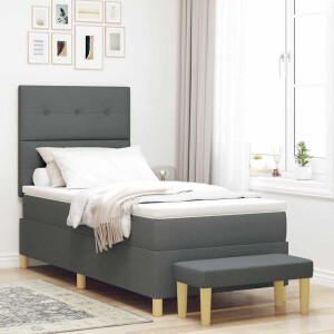 vidaXL Boxspring bed met matras Donkergrijs 90 x 190 cm Stof