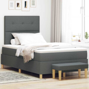 vidaXL Boxspring bed met hoofdeinde Donkergrijs 190 x 120 cm Stof