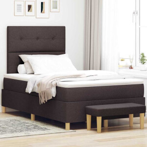 vidaXL Boxspring bed met hoofdeinde Donkerbruin 190 x 120 cm Stof