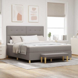 vidaXL Boxspring bed met hoofdeinde Taupe 200 x 180 cm Stof