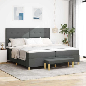 vidaXL Boxspring bed met hoofdeinde Donkergrijs 200 x 200 cm Stof
