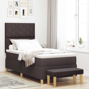 vidaXL Boxspring bed met hoofdeinde Donkerbruin 190 x 90 cm Stof