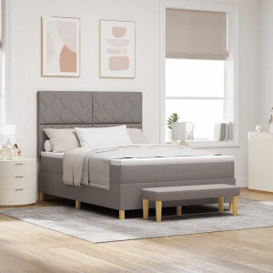 vidaXL Boxspring bed met kussen met hoofdeinde Taupe 140 x 190 cm Stof