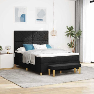 vidaXL Boxspring bed met kussen met hoofdeinde Zwart 200 x 140 cm Stof