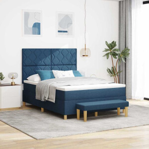 vidaXL Boxspring bed met kussen met hoofdeinde Blauw 200 x 140 cm Stof