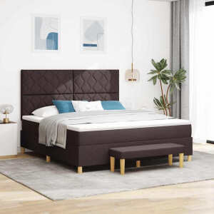 vidaXL Boxspring bed met hoofdeinde Donkerbruin 200 x 180 cm Stof