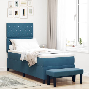 vidaXL Boxspring bed met kussen Donkerblauw 200 x 80 cm Fluweel