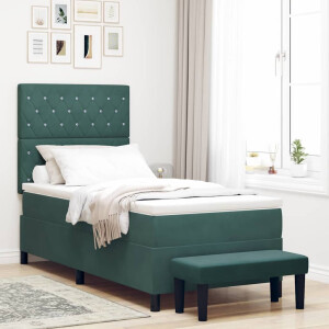vidaXL Boxspring bed met hoofdeinde Donkergroen 190 x 90 cm Fluweel