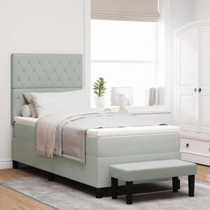 vidaXL Boxspring bed met hoofdeinde Lichtgrijs 200 x 90 cm Fluweel