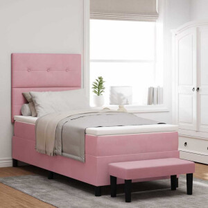 vidaXL Boxspring bed met matras Roze 90 x 190 cm Fluweel