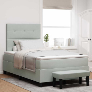 vidaXL Boxspring bed met hoofdeinde Lichtgrijs 200 x 120 cm Fluweel