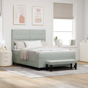 vidaXL Boxspring bed met hoofdeinde Lichtgrijs 200 x 140 cm Fluweel