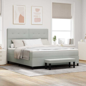 vidaXL Boxspring bed met hoofdeinde Lichtgrijs 200 x 180 cm Fluweel