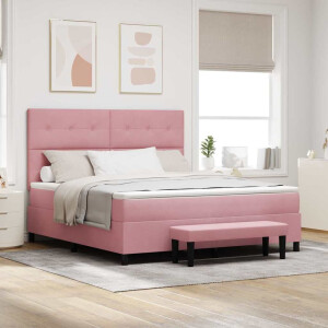 vidaXL Boxspring bed met hoofdeinde Roze 200 x 180 cm Fluweel