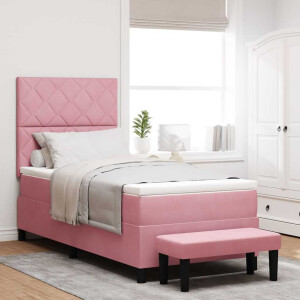 vidaXL Boxspring bed met matras Roze 100 x 200 cm Fluweel
