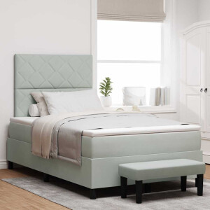 vidaXL Boxspring bed met hoofdeinde Lichtgrijs 190 x 120 cm Fluweel