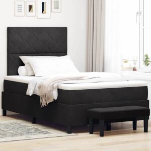 vidaXL Boxspring bed met hoofdeinde Zwart 190 x 120 cm Fluweel