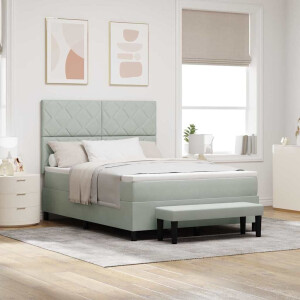 vidaXL Boxspring bed met hoofdeinde Lichtgrijs 200 x 160 cm Fluweel
