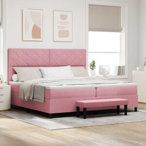 vidaXL Boxspring bed met hoofdeinde Roze 200 x 200 cm Fluweel